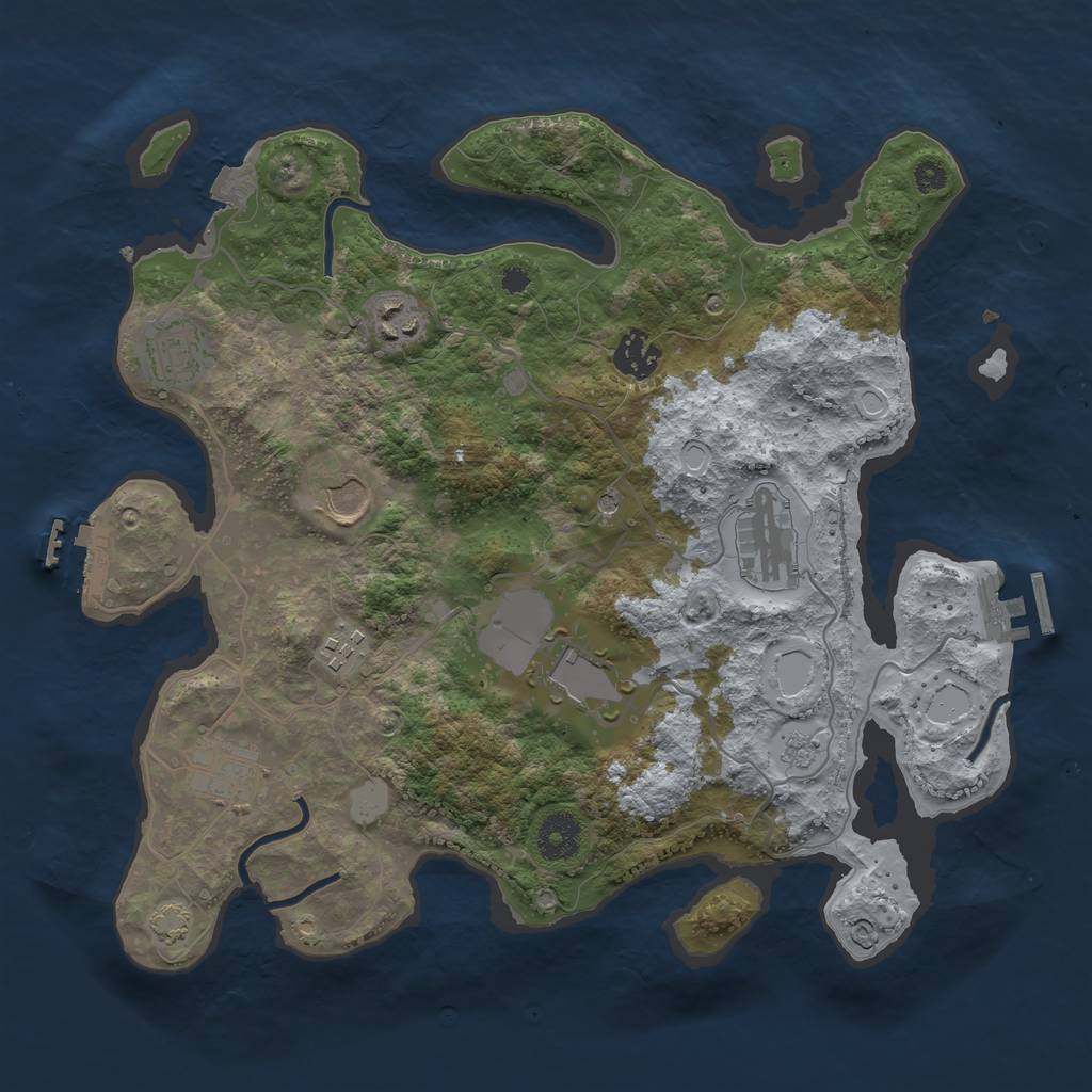 Rust Map: Procedural Map, Size: 3500, Seed: 1678990298, 16 Monuments