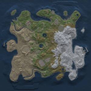 Thumbnail Rust Map: Procedural Map, Size: 3500, Seed: 1678990298, 13 Monuments