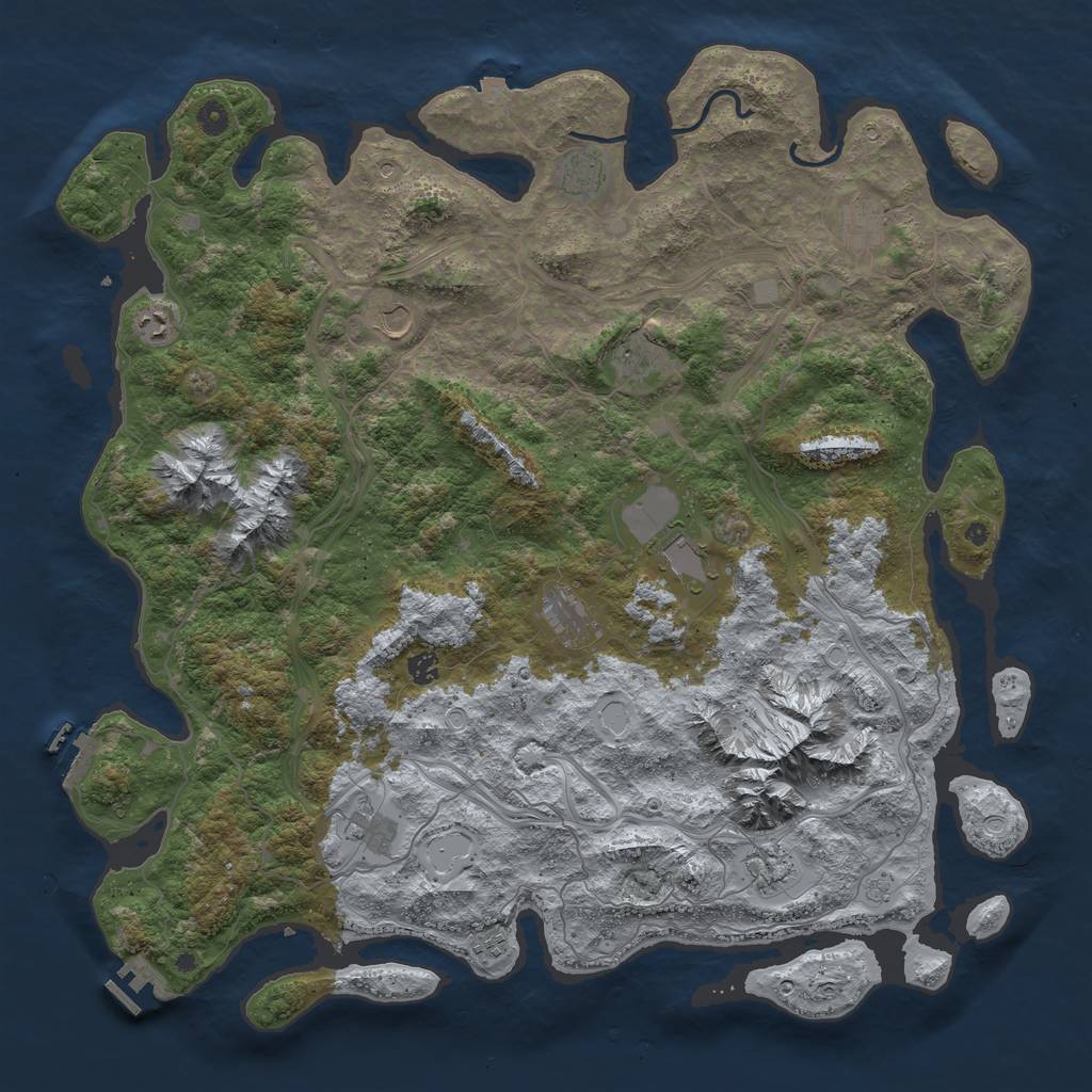 Rust Map: Procedural Map, Size: 5000, Seed: 1836260945, 19 Monuments