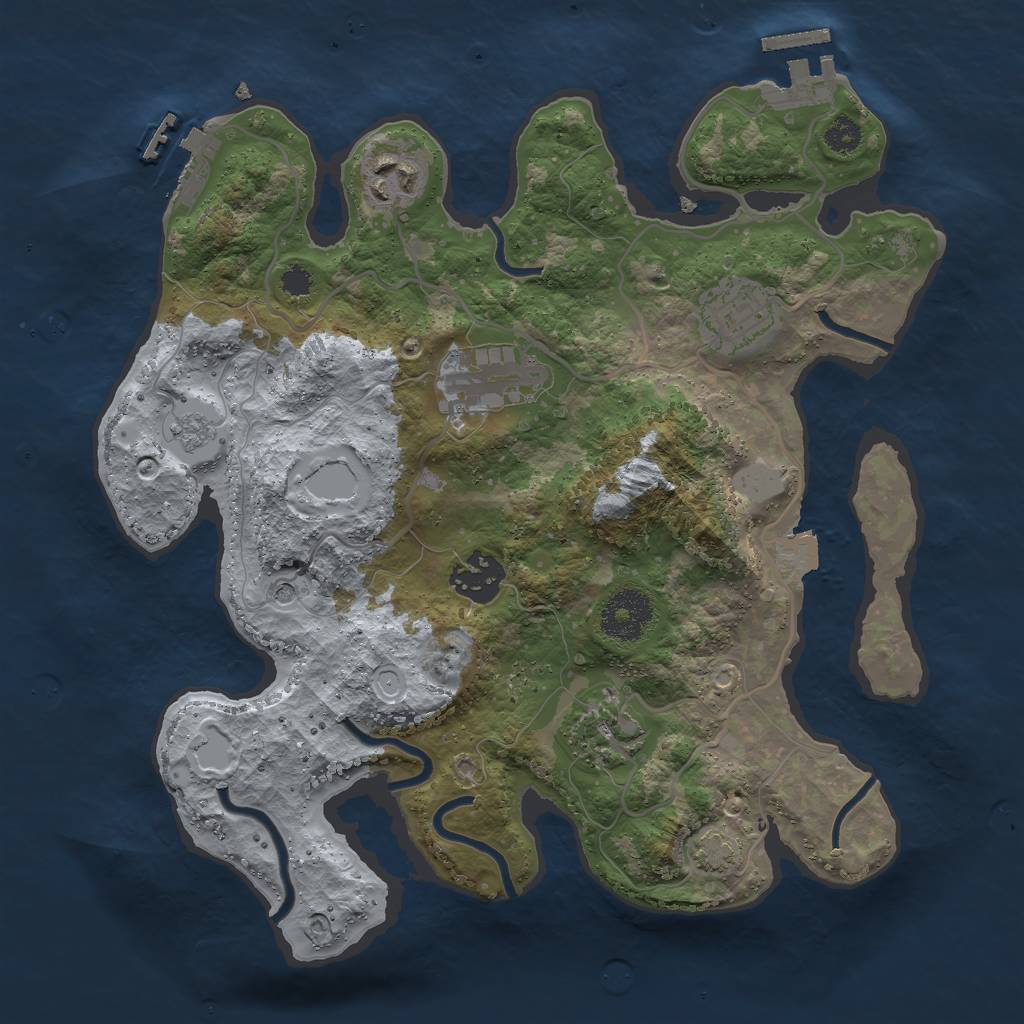 Rust Map: Procedural Map, Size: 3000, Seed: 231245365, 13 Monuments