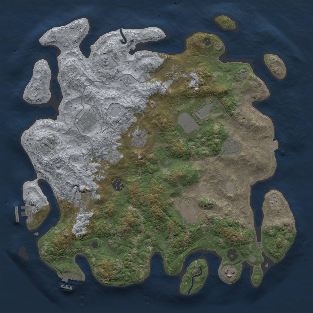 Rust Map: Procedural Map, Size: 4000, Seed: 405173925, 18 Monuments