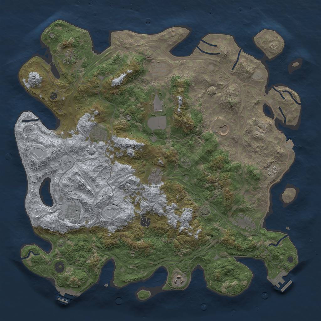 Rust Map: Procedural Map, Size: 4500, Seed: 2118029097, 19 Monuments