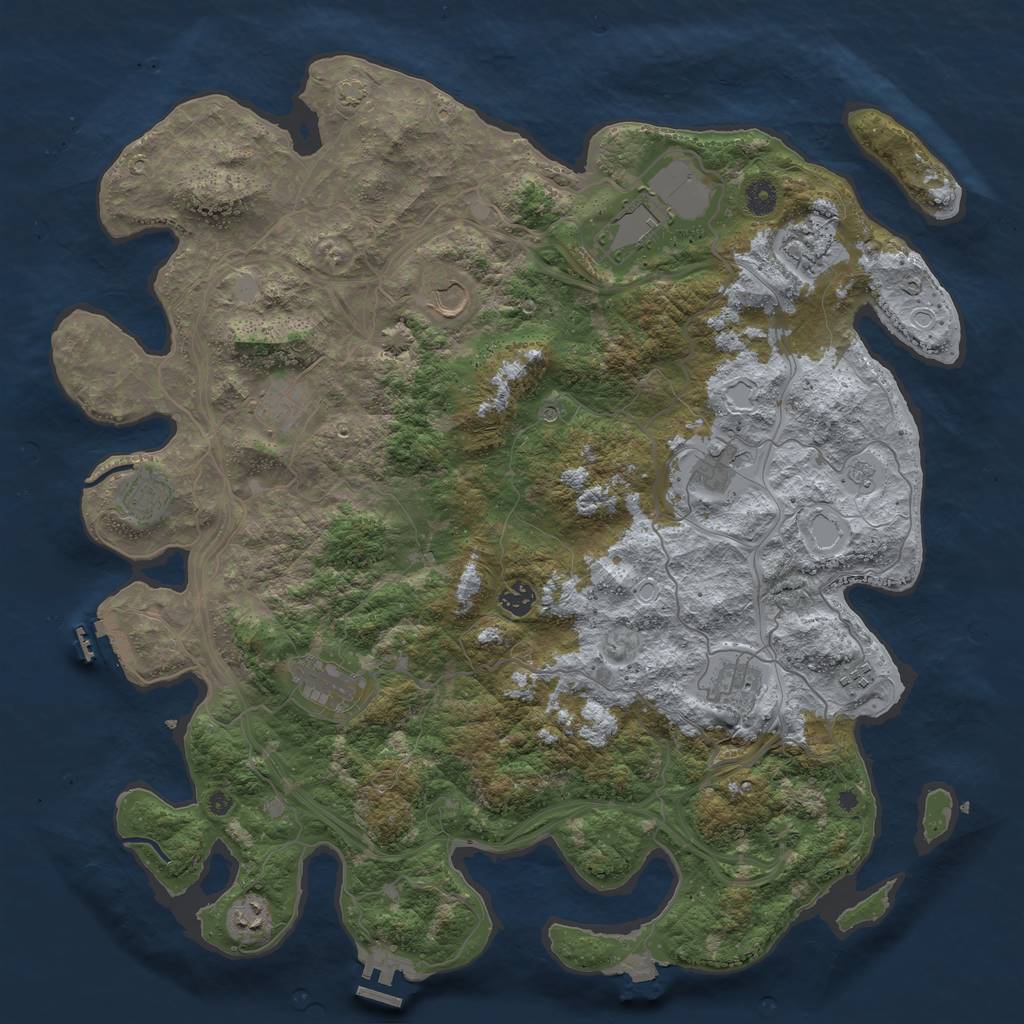 Rust Map: Procedural Map, Size: 4500, Seed: 1915411887, 19 Monuments