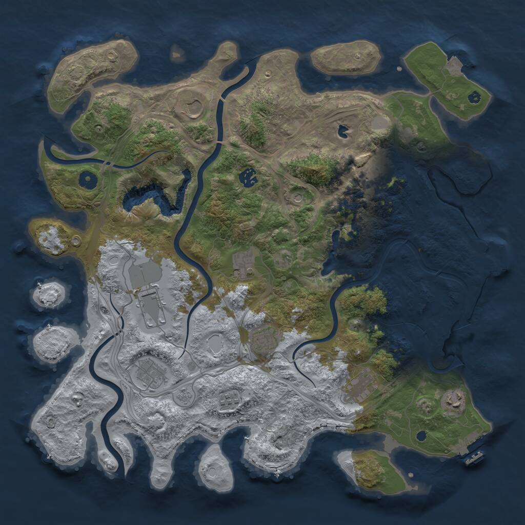 Rust Map: Procedural Map, Size: 4250, Seed: 190453096, 16 Monuments