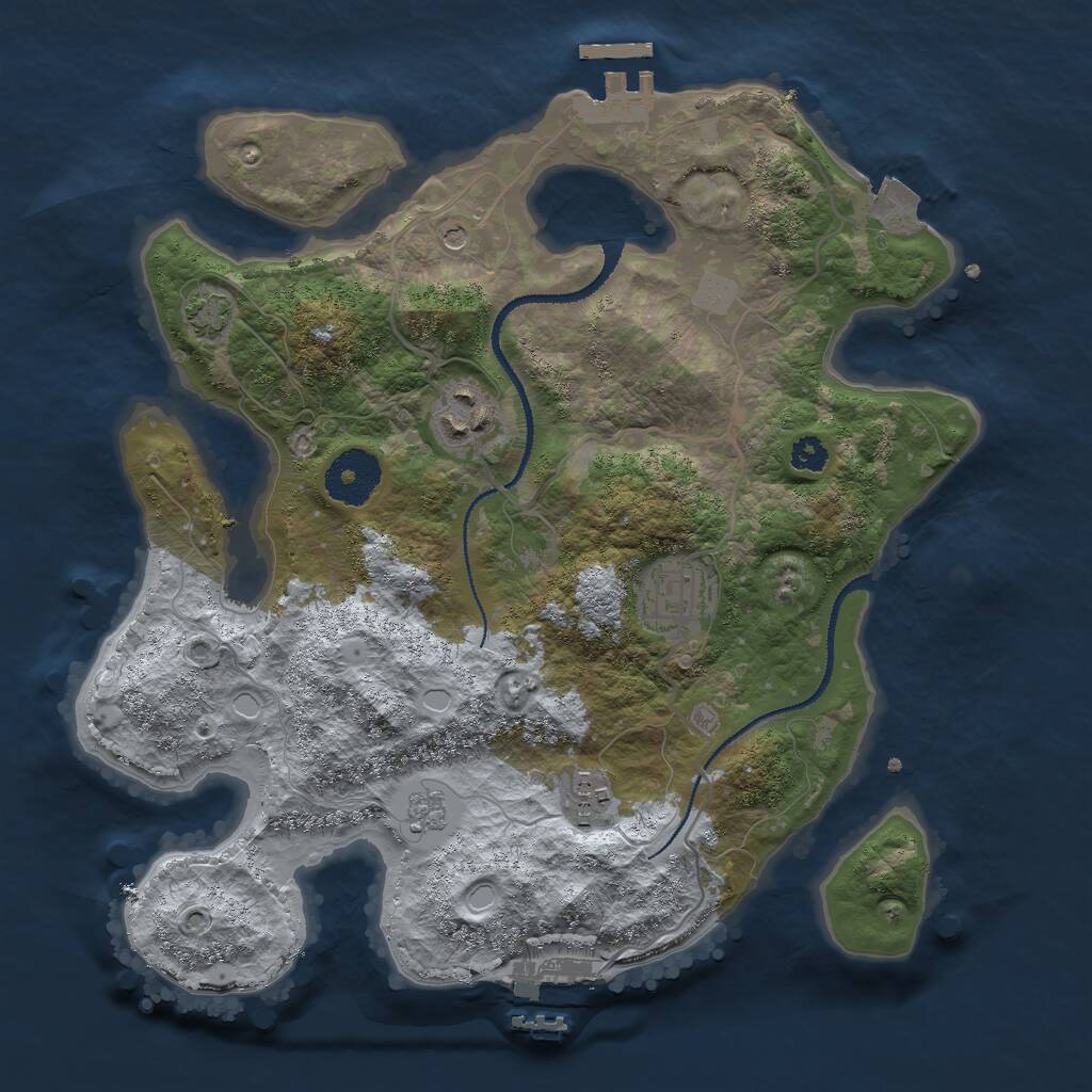 Rust Map: Procedural Map, Size: 3000, Seed: 4634, 9 Monuments