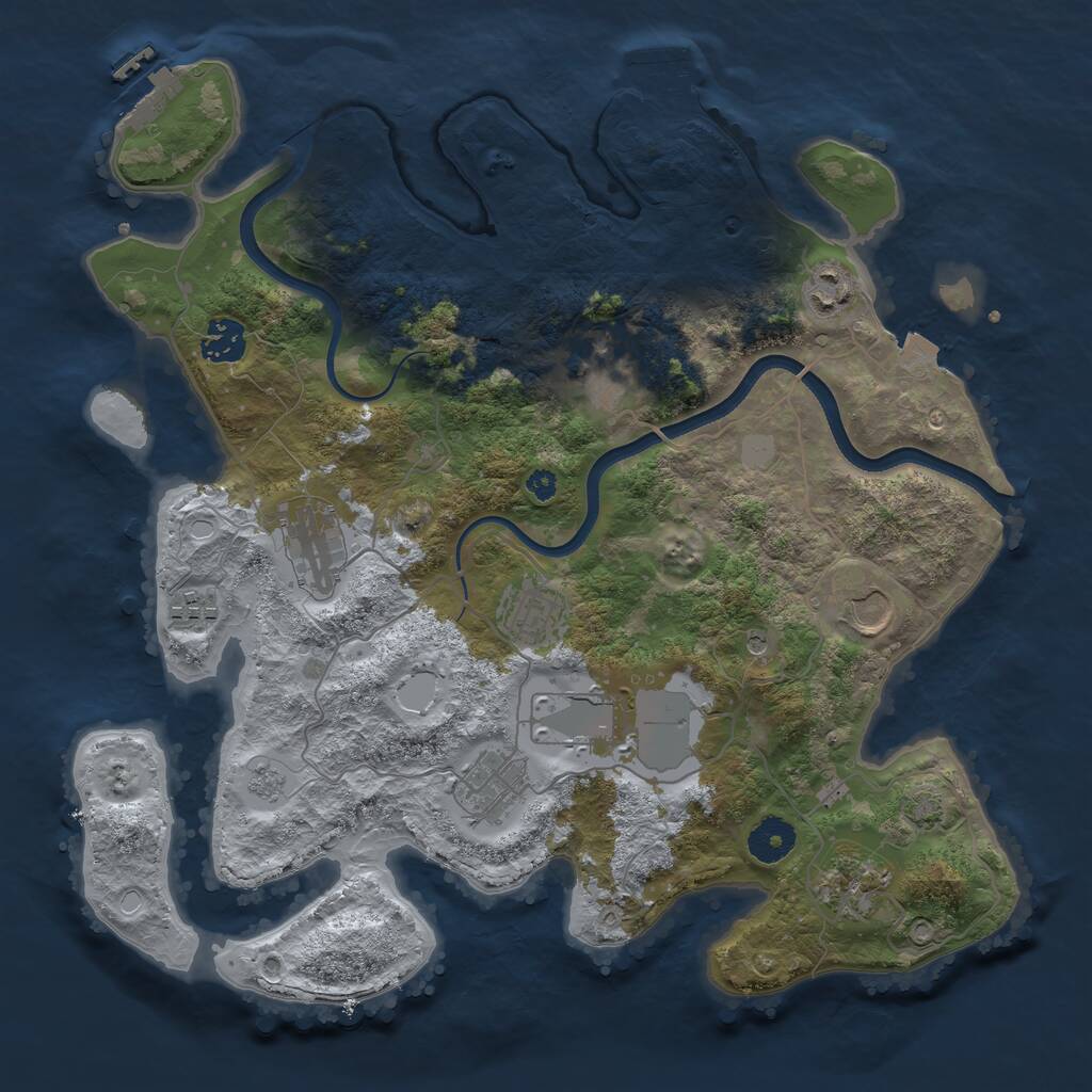 Rust Map: Procedural Map, Size: 3600, Seed: 1022046930, 16 Monuments
