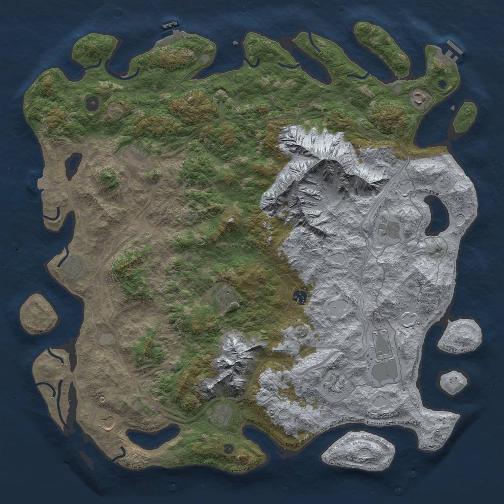 Rust Map: Procedural Map, Size: 5250, Seed: 69342072, 19 Monuments