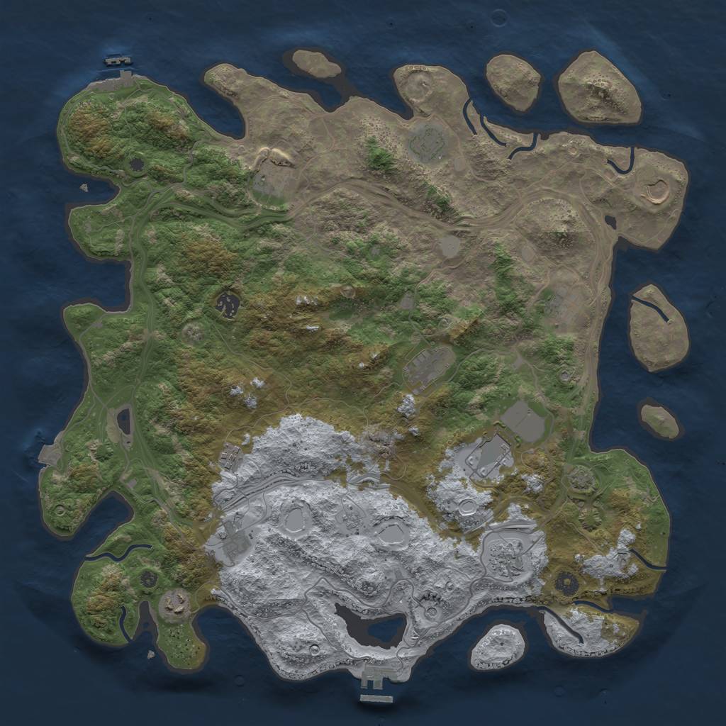 Rust Map: Procedural Map, Size: 4500, Seed: 282382554, 19 Monuments