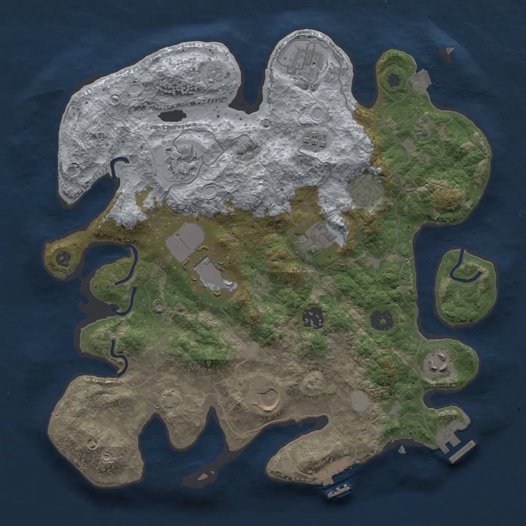 Rust Map: Procedural Map, Size: 3500, Seed: 20983322, 16 Monuments