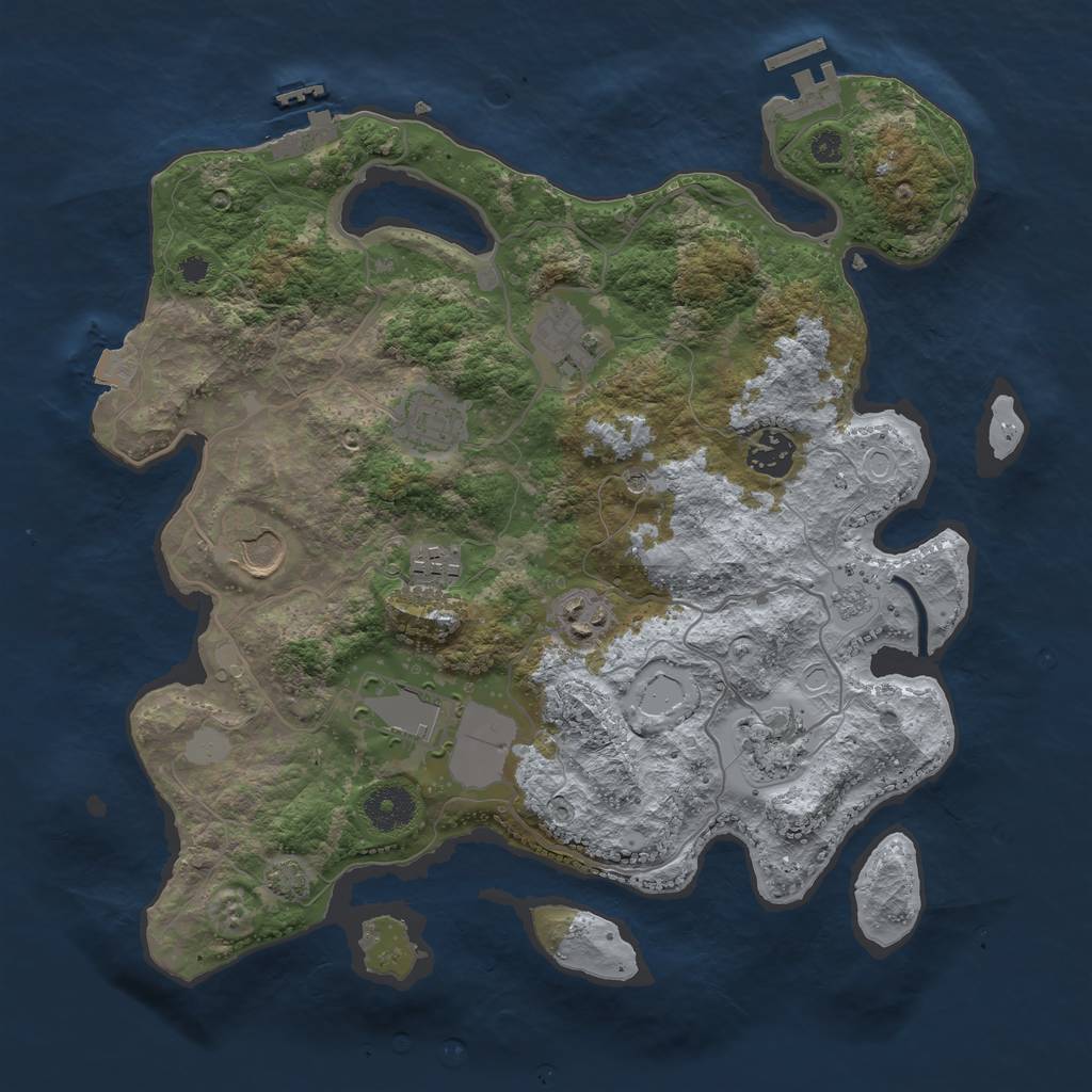 Rust Map: Procedural Map, Size: 3500, Seed: 194162650, 16 Monuments