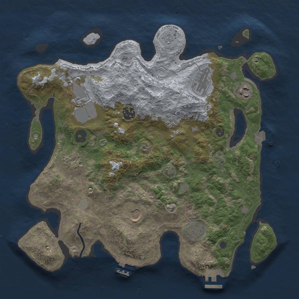 Rust Map: Procedural Map, Size: 3500, Seed: 688678409, 16 Monuments