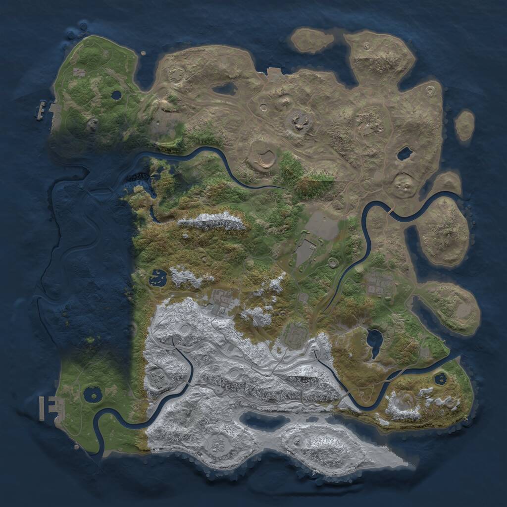 Rust Map: Procedural Map, Size: 4250, Seed: 1161096169, 16 Monuments