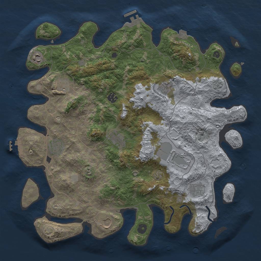 Rust Map: Procedural Map, Size: 4000, Seed: 1140112951, 18 Monuments