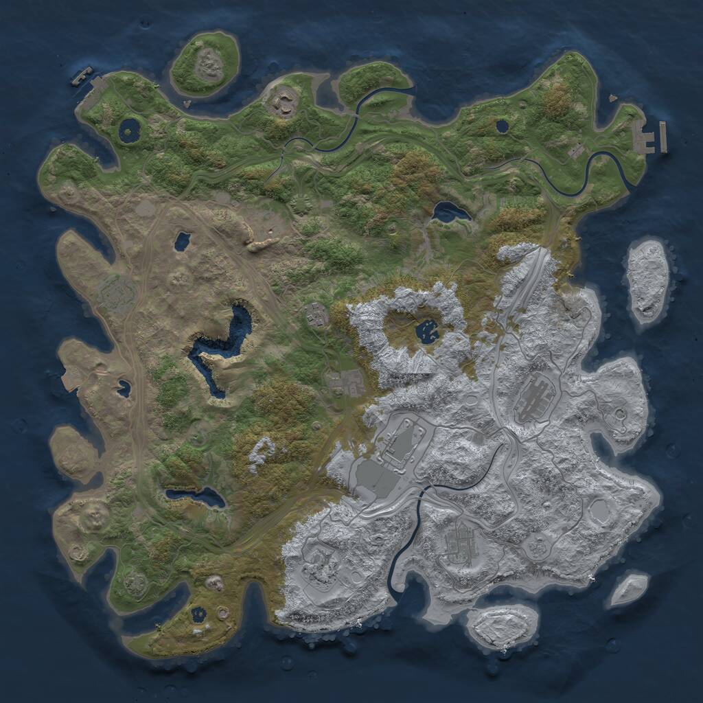 Rust Map: Procedural Map, Size: 4500, Seed: 1165940240, 16 Monuments