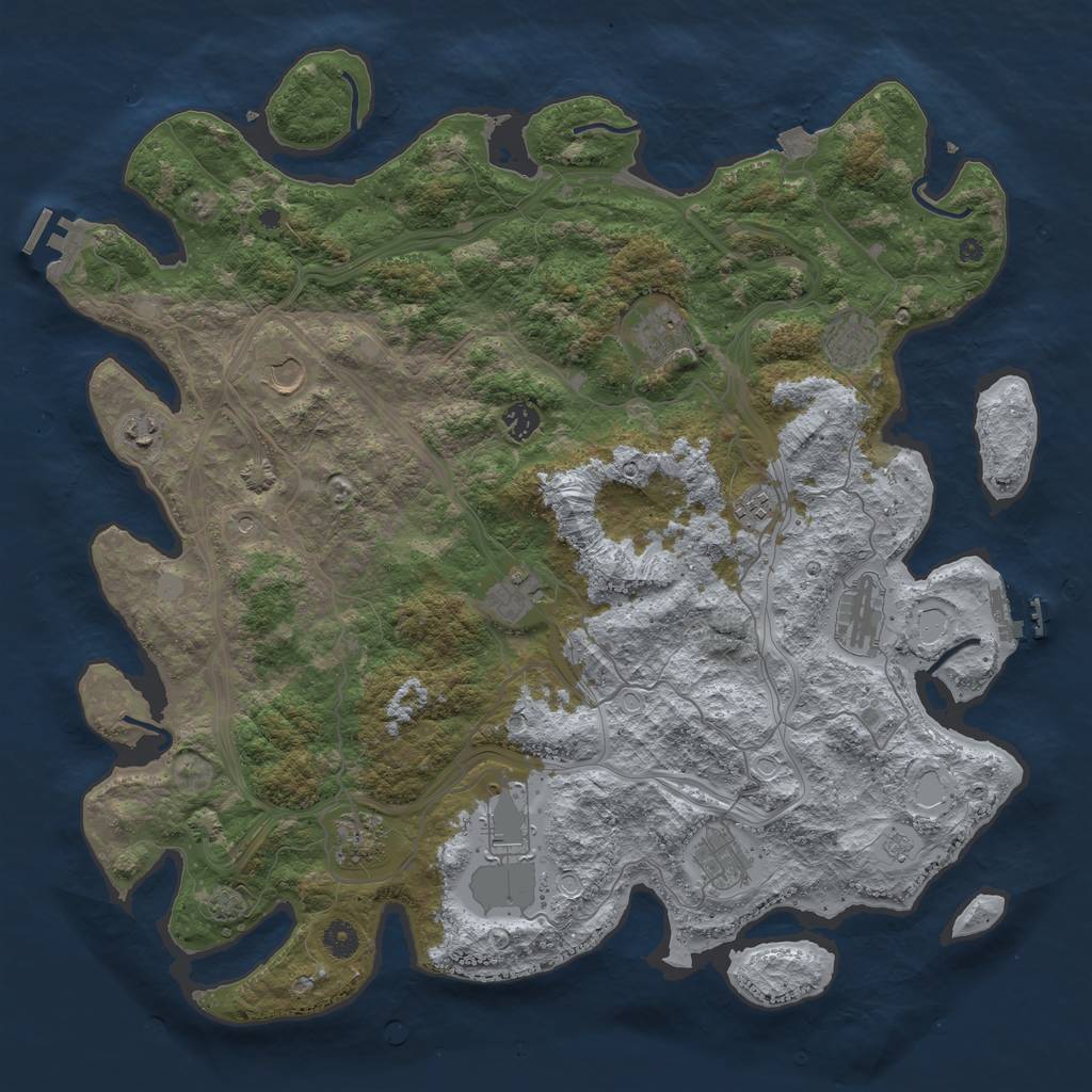 Rust Map: Procedural Map, Size: 4500, Seed: 1165940240, 19 Monuments