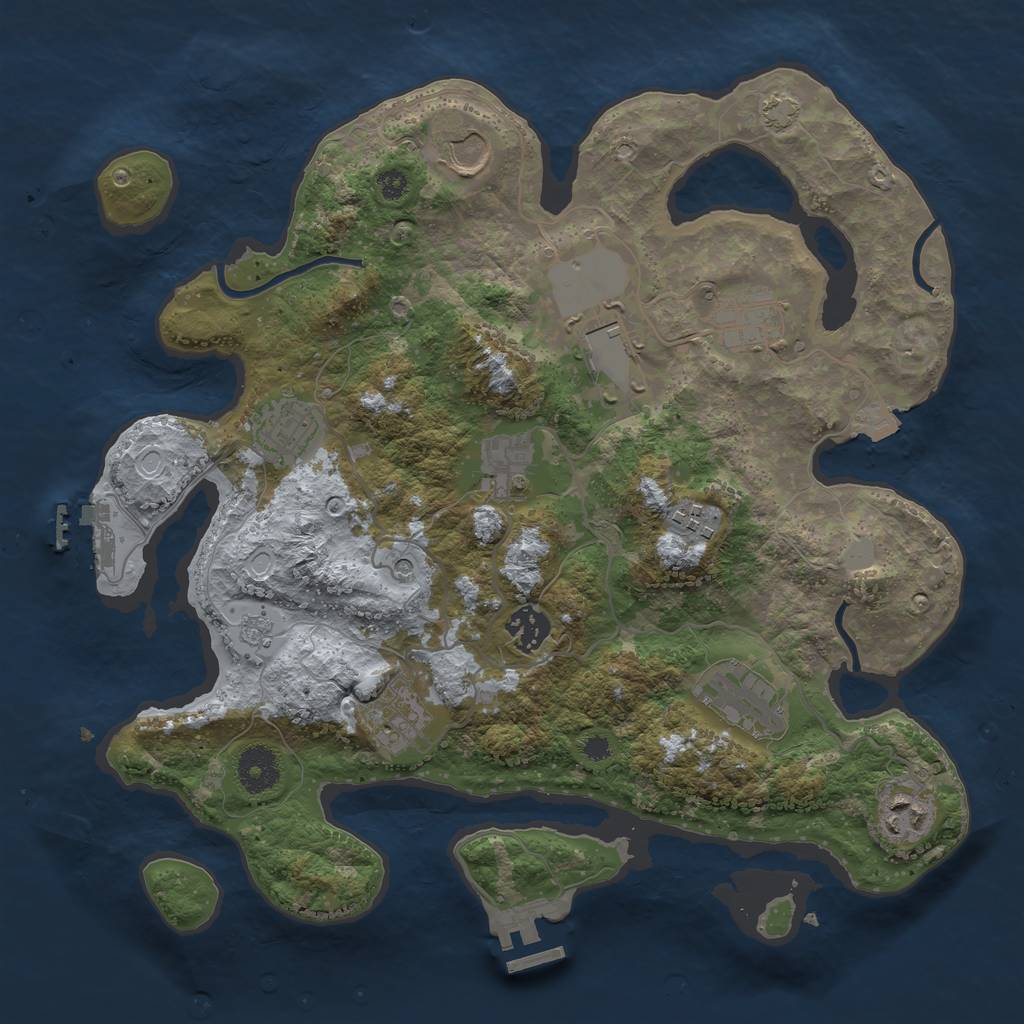 Rust Map: Procedural Map, Size: 3500, Seed: 646014080, 18 Monuments