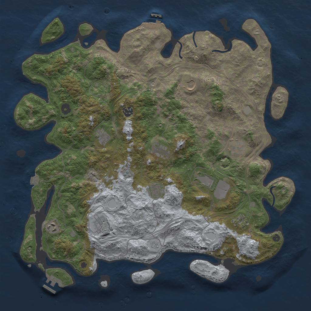 Rust Map: Procedural Map, Size: 4500, Seed: 1267598764, 19 Monuments