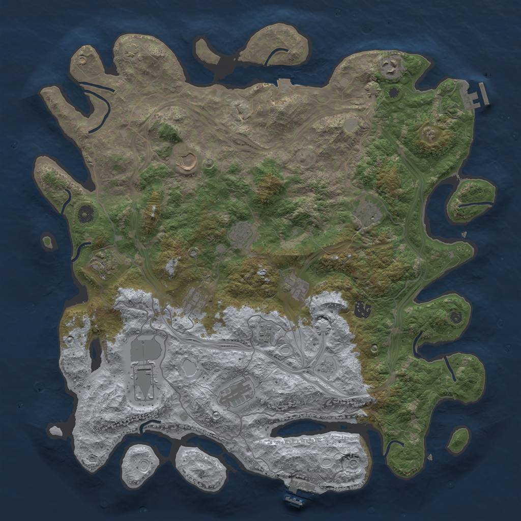 Rust Map: Procedural Map, Size: 4500, Seed: 91837462, 19 Monuments