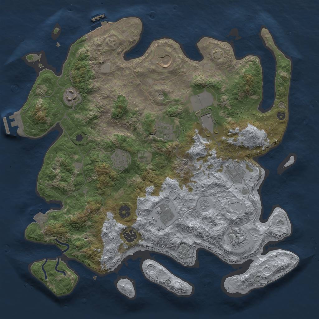 Rust Map: Procedural Map, Size: 3750, Seed: 31606, 18 Monuments