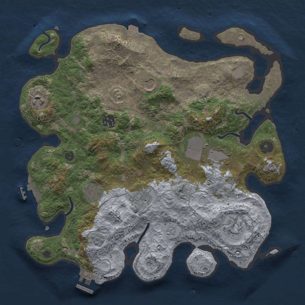 Rust Map: Procedural Map, Size: 3500, Seed: 1769942227, 16 Monuments