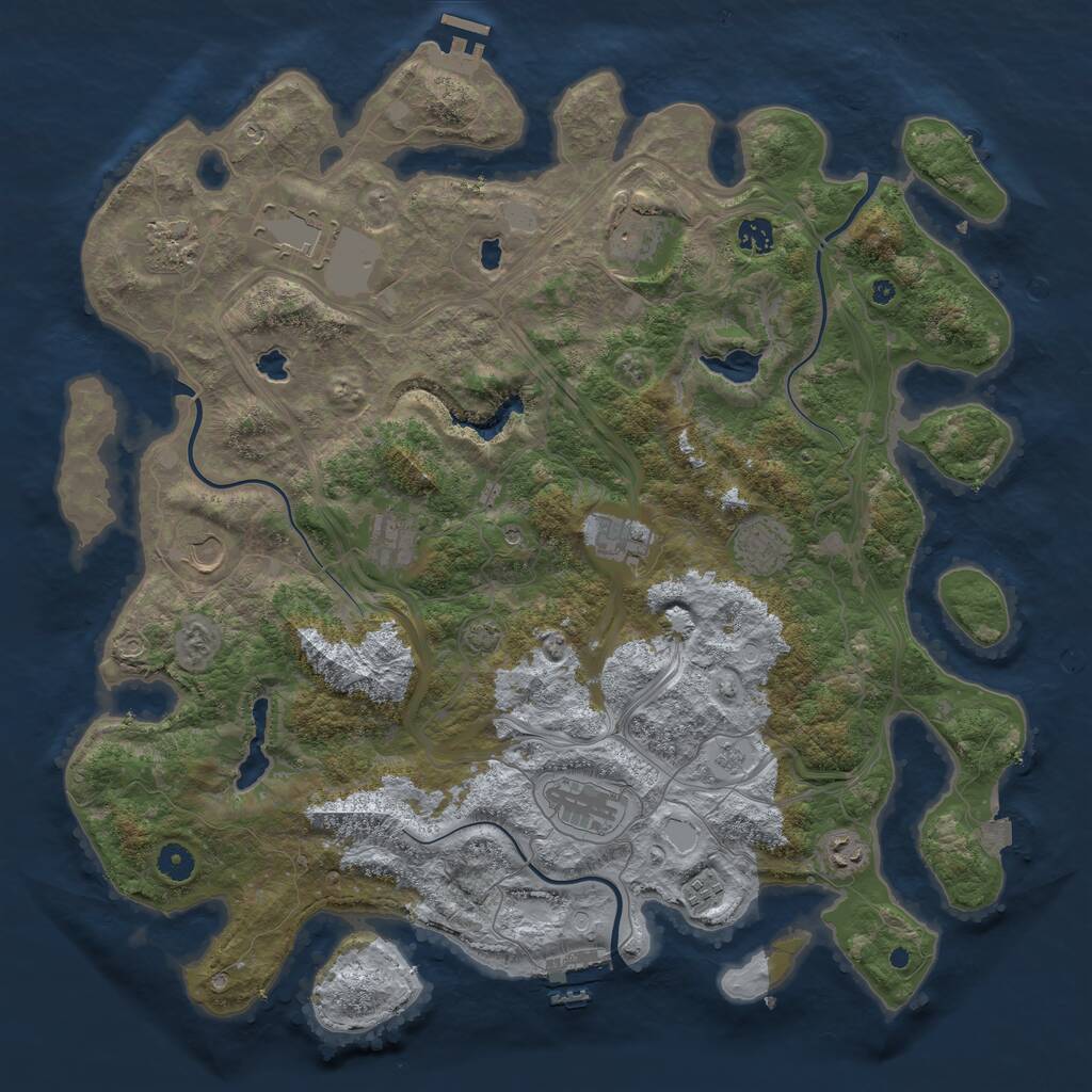 Rust Map: Procedural Map, Size: 4500, Seed: 361119214, 17 Monuments