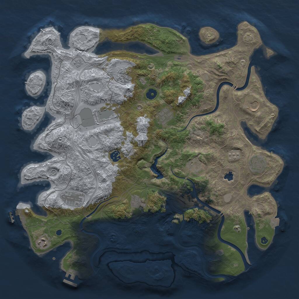 Rust Map: Procedural Map, Size: 4250, Seed: 1436475964, 17 Monuments