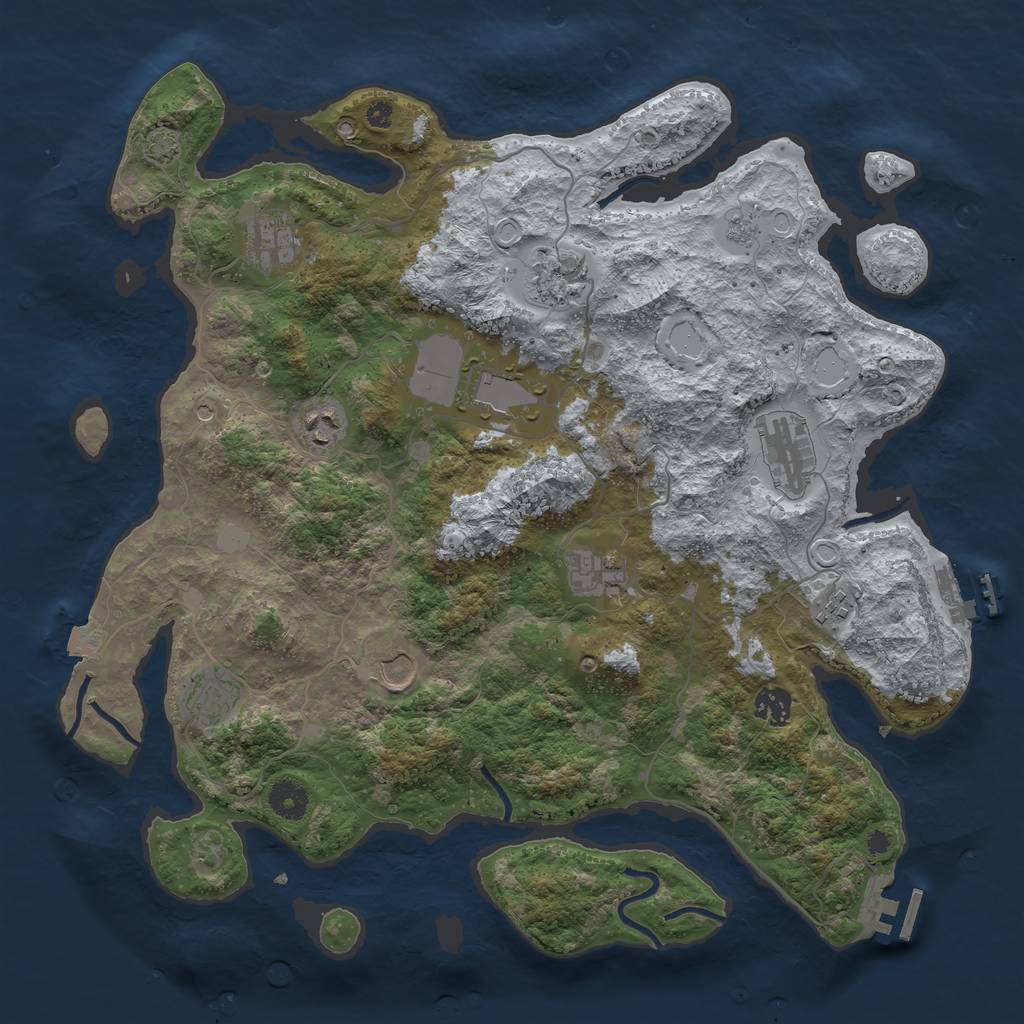 Rust Map: Procedural Map, Size: 3950, Seed: 41591614, 18 Monuments