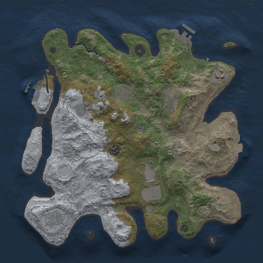 Rust Map: Procedural Map, Size: 3500, Seed: 95215231, 16 Monuments