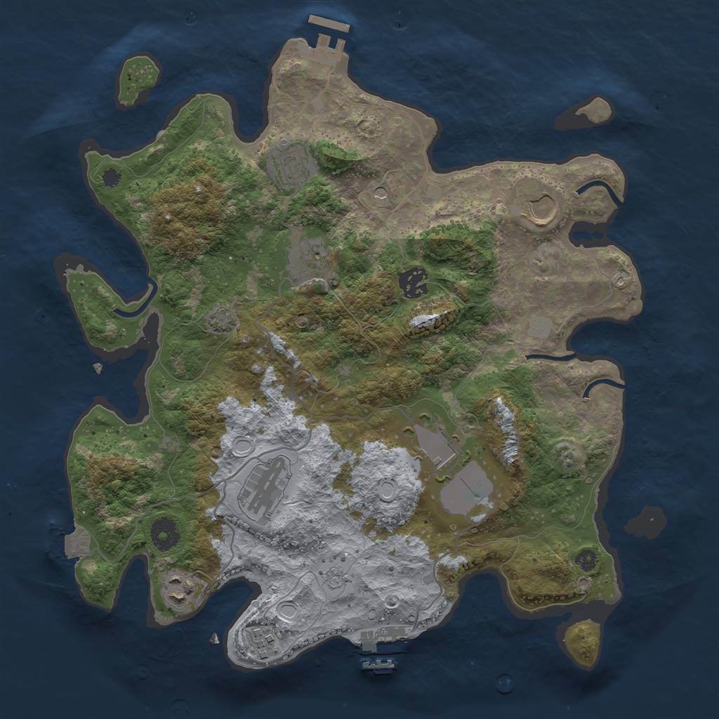 Rust Map: Procedural Map, Size: 3500, Seed: 2050062785, 16 Monuments