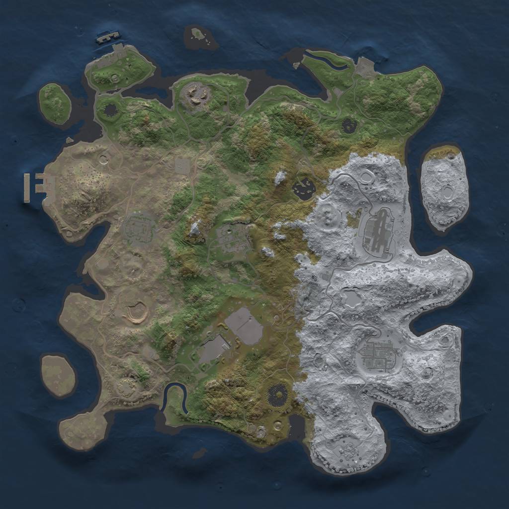 Rust Map: Procedural Map, Size: 3500, Seed: 7257560, 16 Monuments