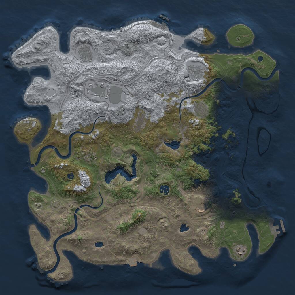 Rust Map: Procedural Map, Size: 4500, Seed: 102454478, 16 Monuments
