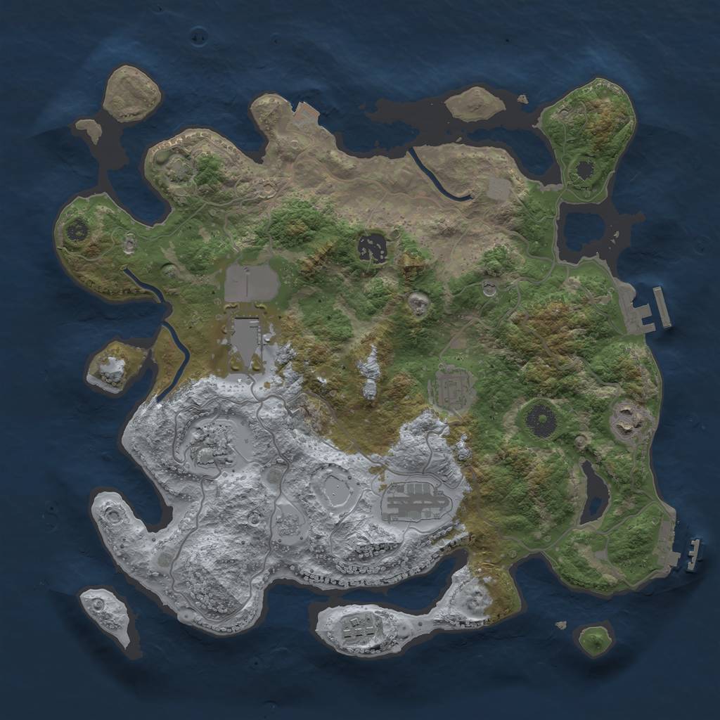 Rust Map: Procedural Map, Size: 3500, Seed: 1943230743, 15 Monuments