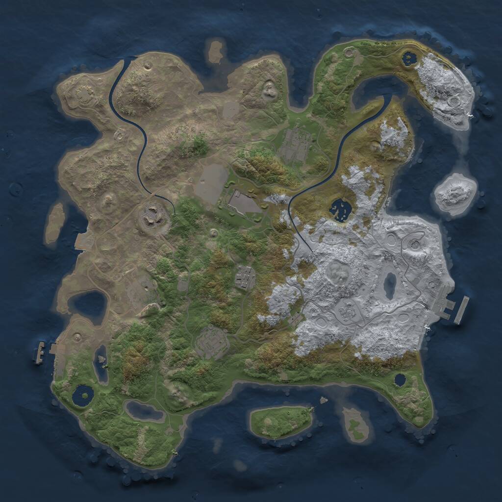 Rust Map: Procedural Map, Size: 3500, Seed: 1556269893, 13 Monuments