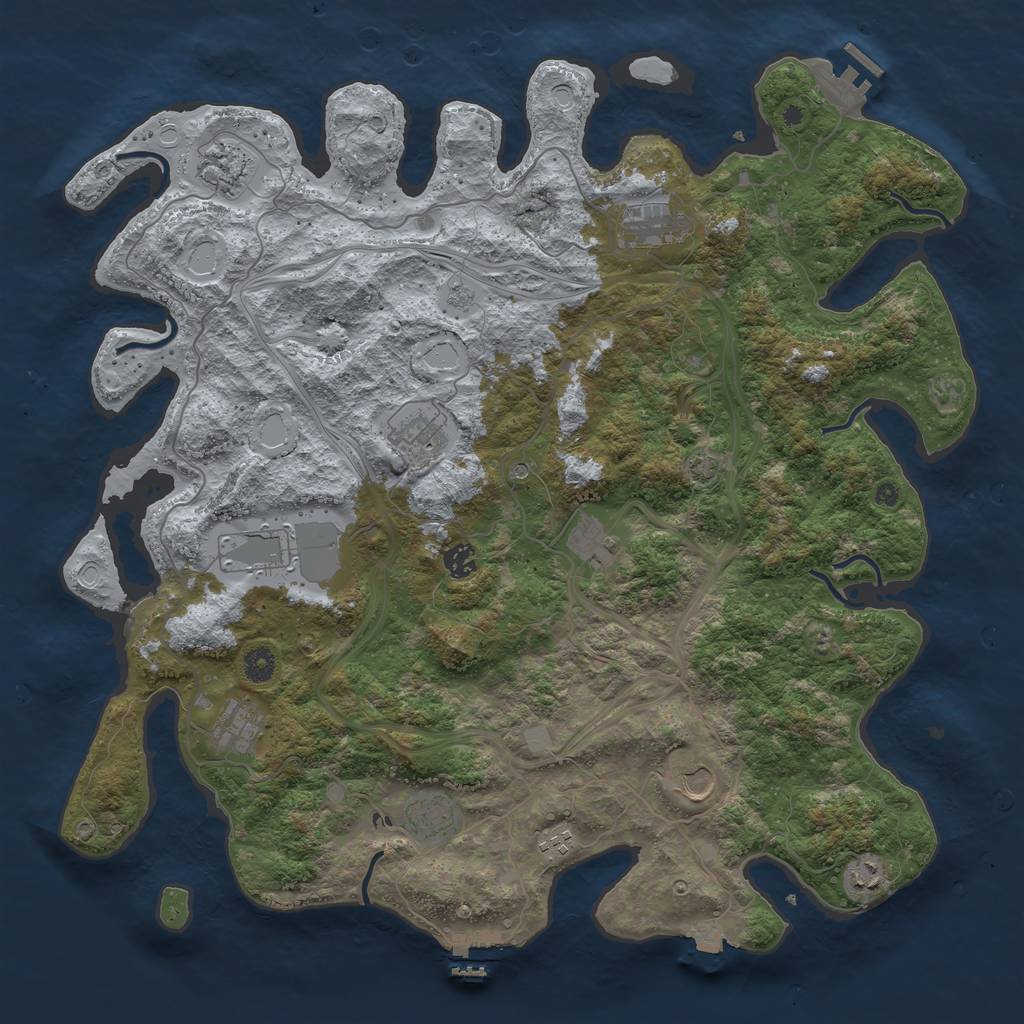 Rust Map: Procedural Map, Size: 4500, Seed: 620077370, 19 Monuments