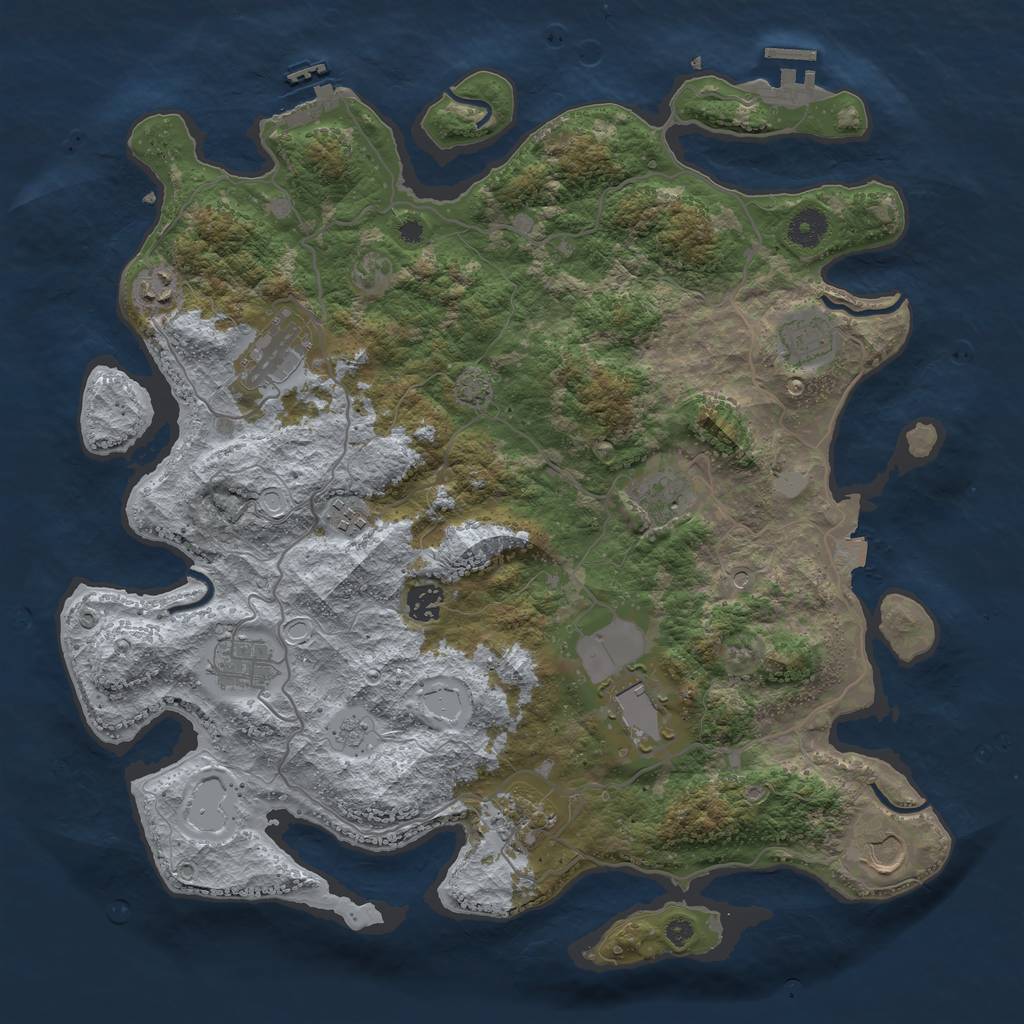 Rust Map: Procedural Map, Size: 4000, Seed: 84578021, 18 Monuments
