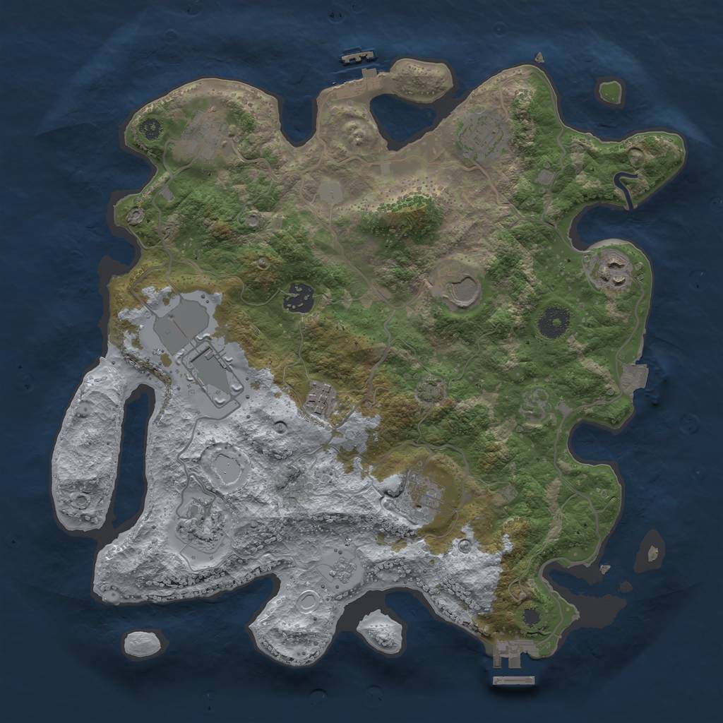 Rust Map: Procedural Map, Size: 3500, Seed: 34536622, 16 Monuments