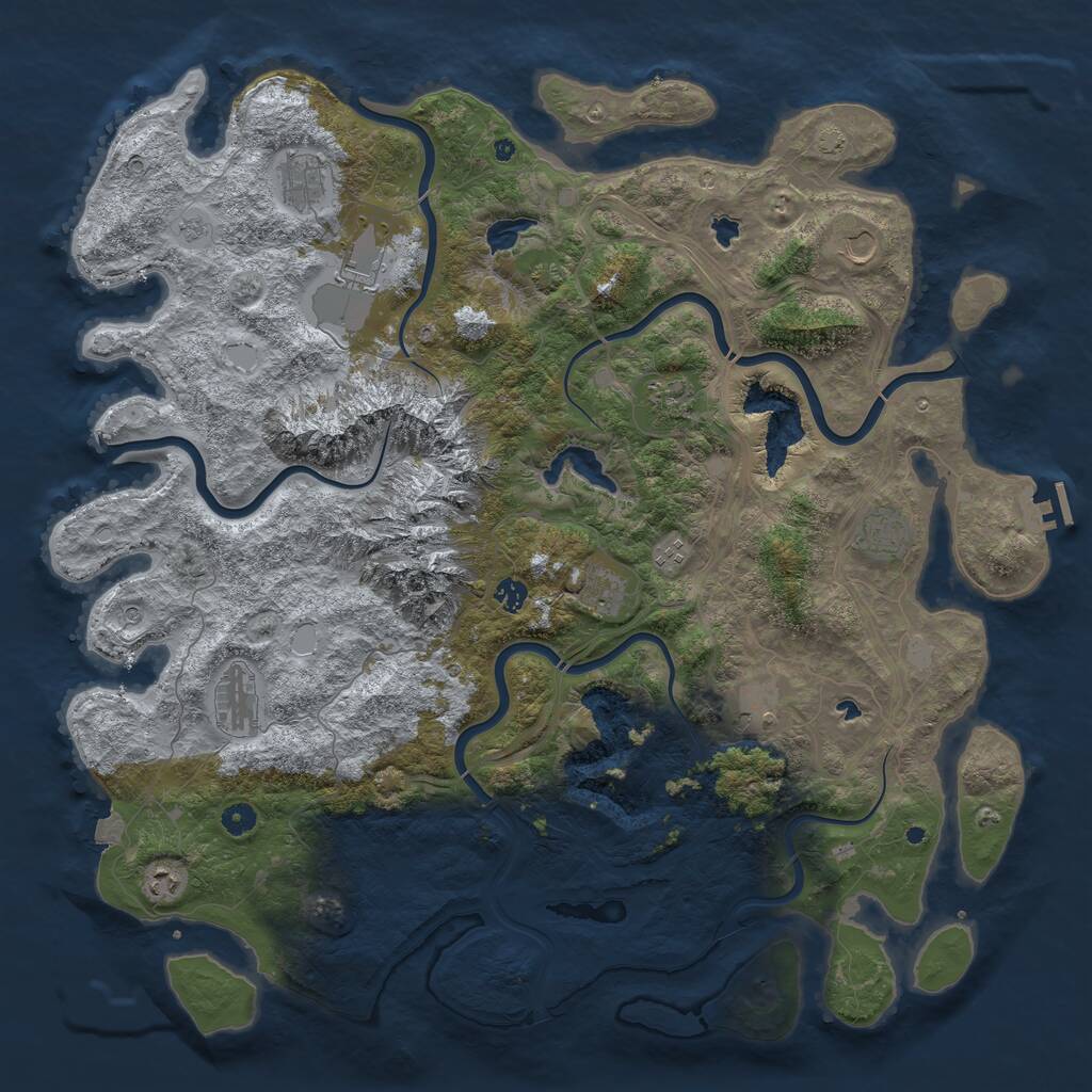 Rust Map: Procedural Map, Size: 5000, Seed: 398635521, 16 Monuments