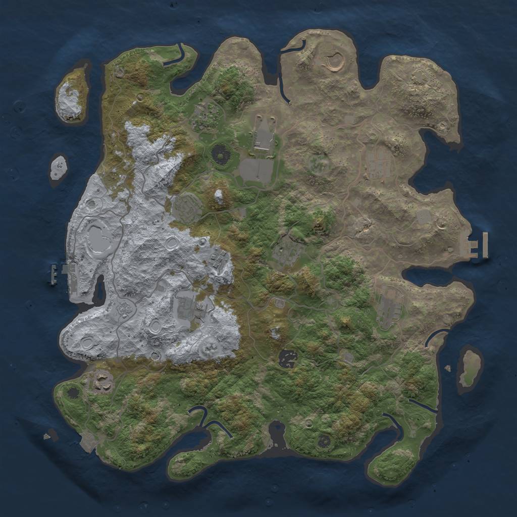 Rust Map: Procedural Map, Size: 4000, Seed: 172780204, 19 Monuments