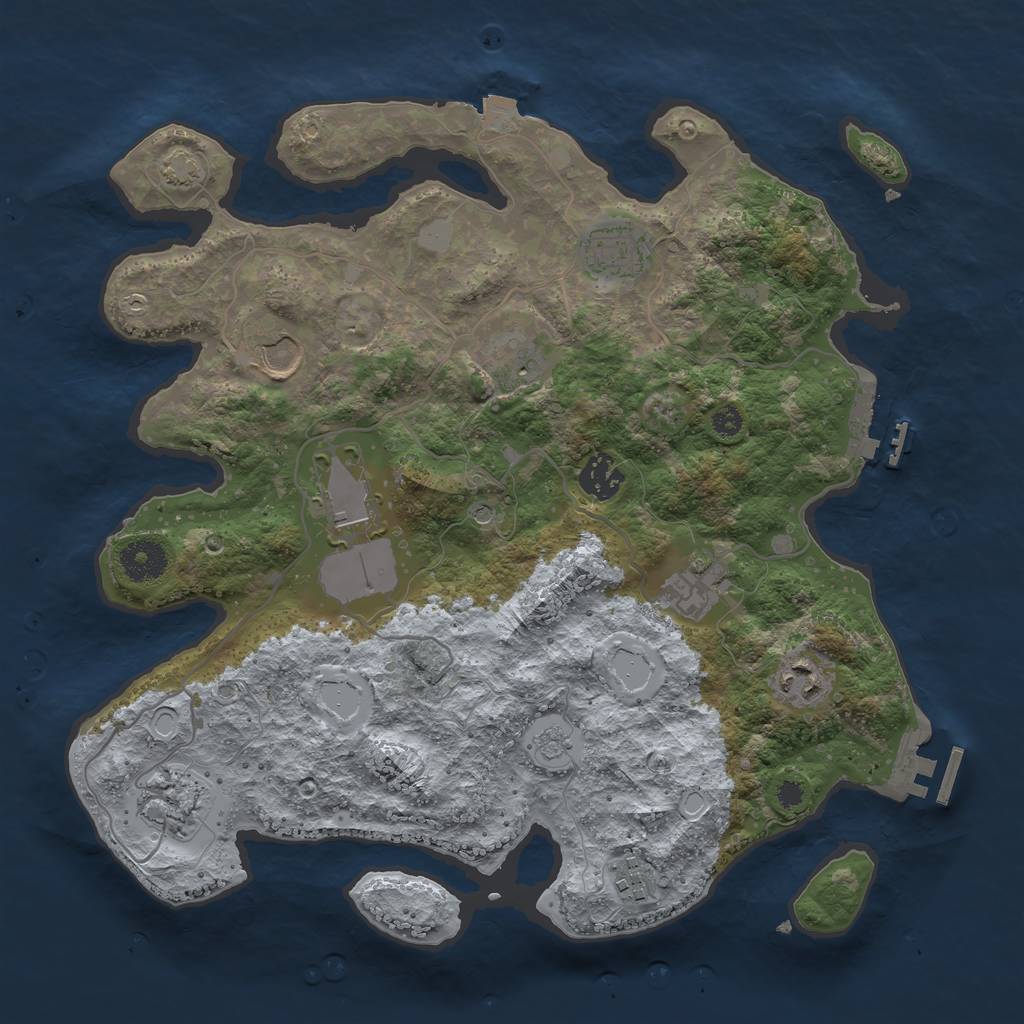 Rust Map: Procedural Map, Size: 3500, Seed: 1059261348, 17 Monuments