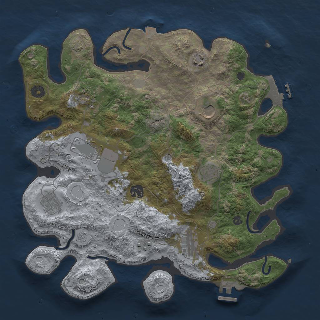 Rust Map: Procedural Map, Size: 3500, Seed: 58955061, 17 Monuments