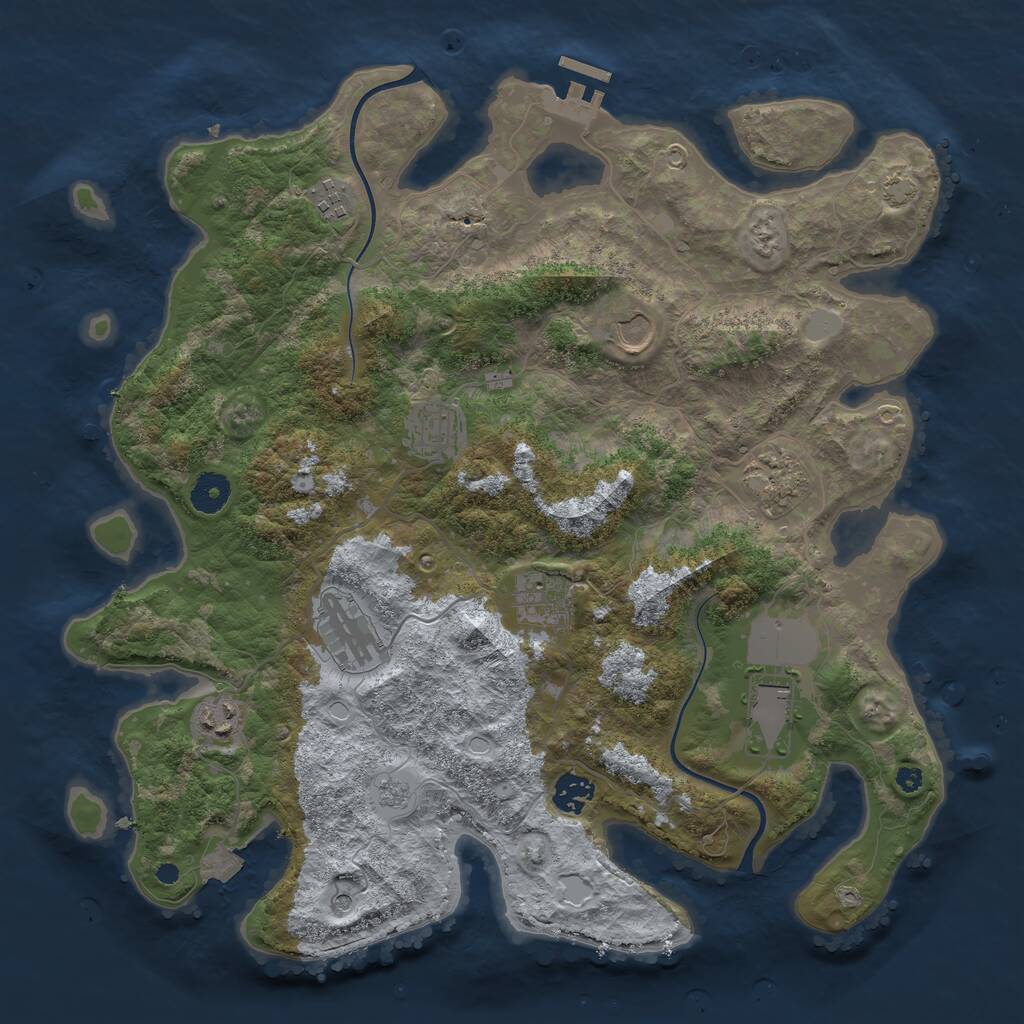Rust Map: Procedural Map, Size: 3850, Seed: 37861223, 14 Monuments