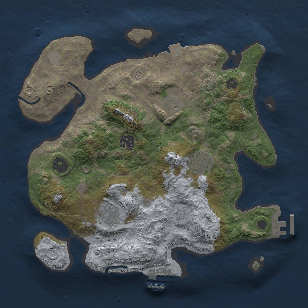 Rust Map: Procedural Map, Size: 3000, Seed: 1701412592, 12 Monuments