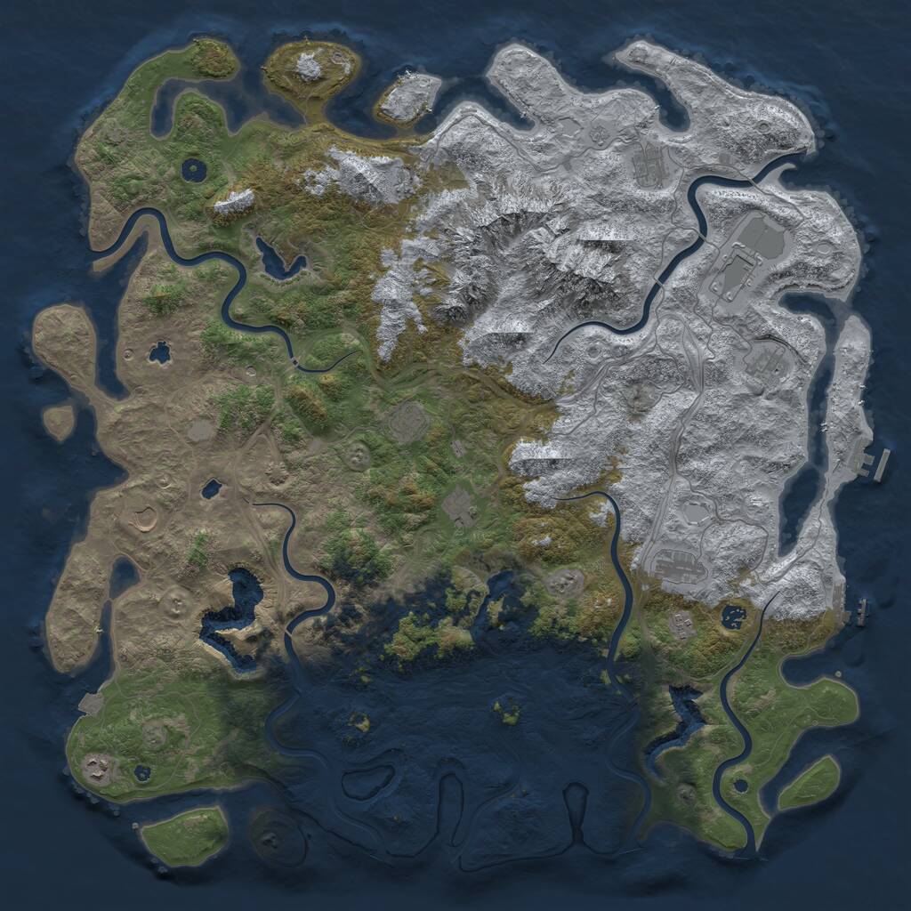 Rust Map: Procedural Map, Size: 5500, Seed: 7324645, 17 Monuments