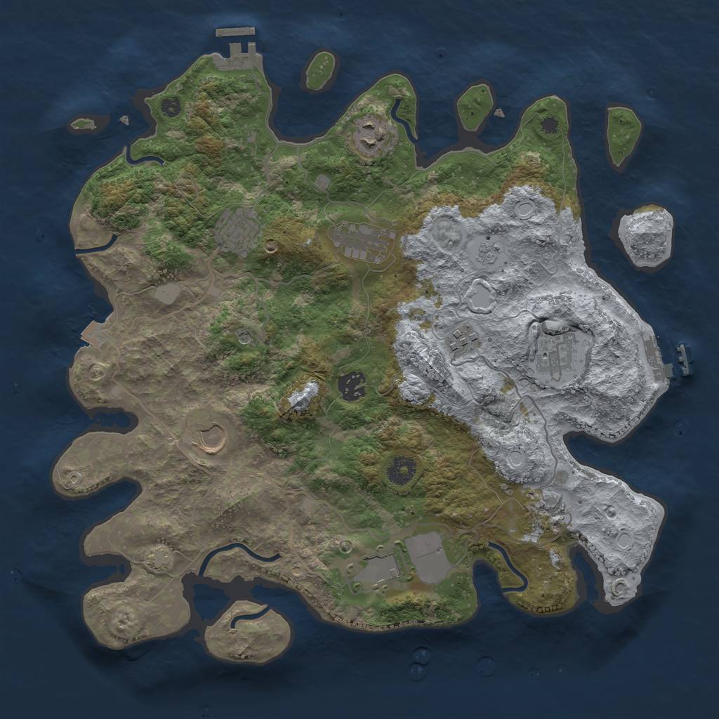 Rust Map: Procedural Map, Size: 3700, Seed: 683499788, 17 Monuments