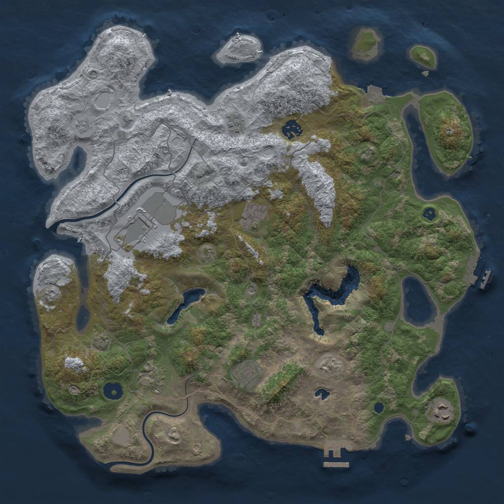 Rust Map: Procedural Map, Size: 4000, Seed: 1407985963, 13 Monuments