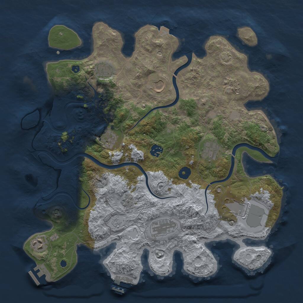Rust Map: Procedural Map, Size: 3750, Seed: 1098466667, 16 Monuments