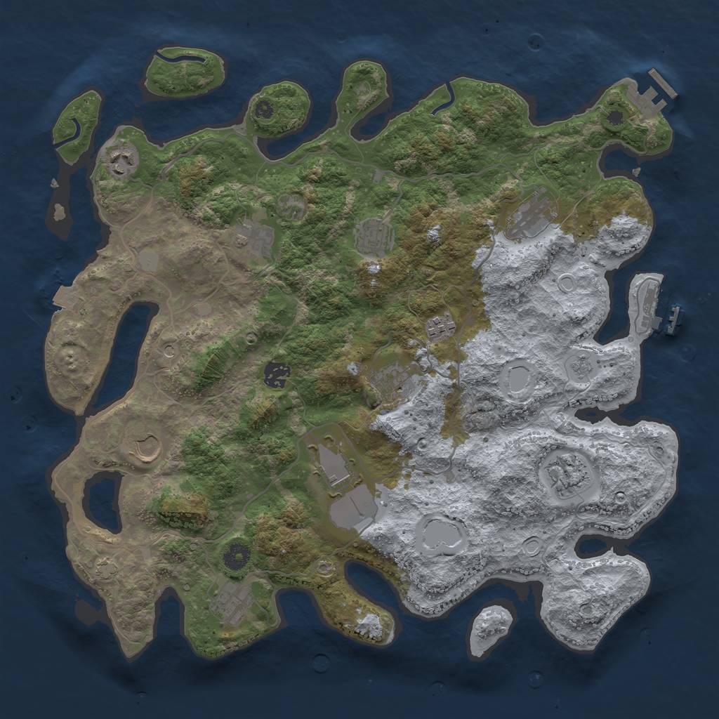 Rust Map: Procedural Map, Size: 4000, Seed: 773881213, 19 Monuments