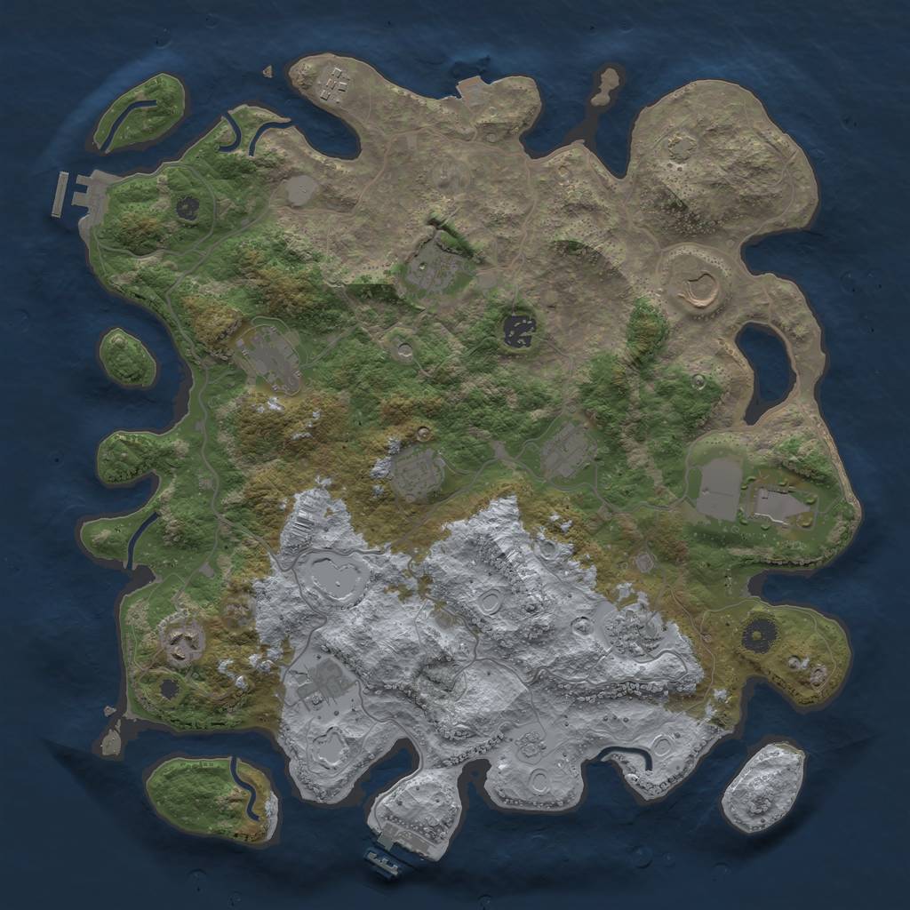 Rust Map: Procedural Map, Size: 4000, Seed: 1084138429, 19 Monuments