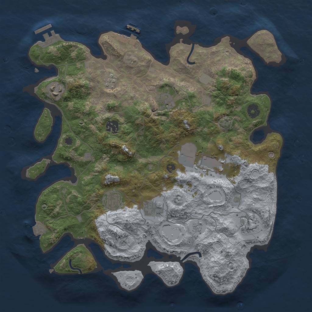 Rust Map: Procedural Map, Size: 3500, Seed: 220811853, 16 Monuments
