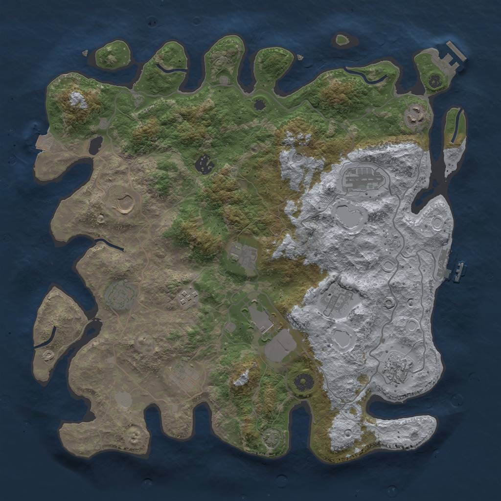 Rust Map: Procedural Map, Size: 4000, Seed: 1172344603, 19 Monuments